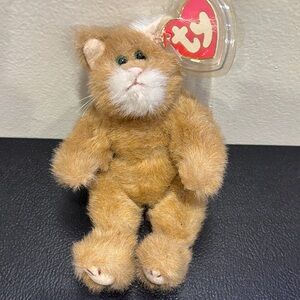 Ty Plush Cat with Brown and White Fur 1993